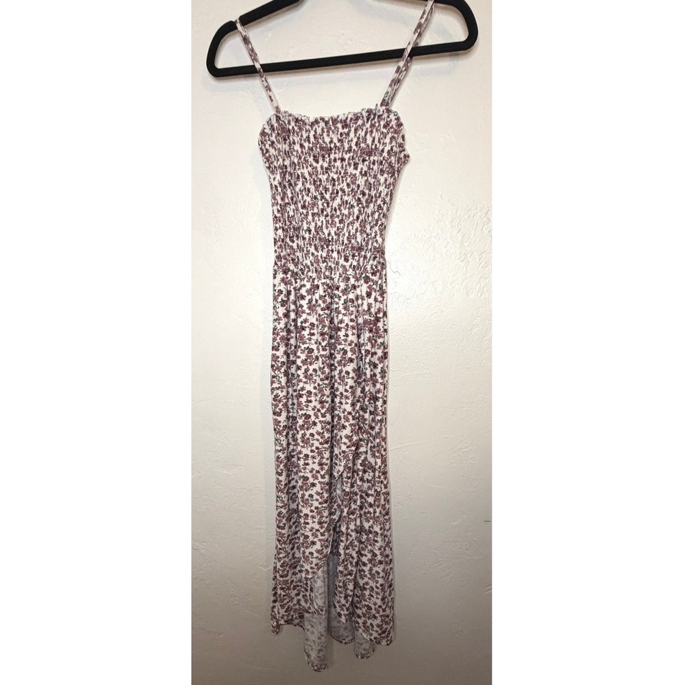 Vine and Valley Dress S White Purple Floral Smocked Maxi S